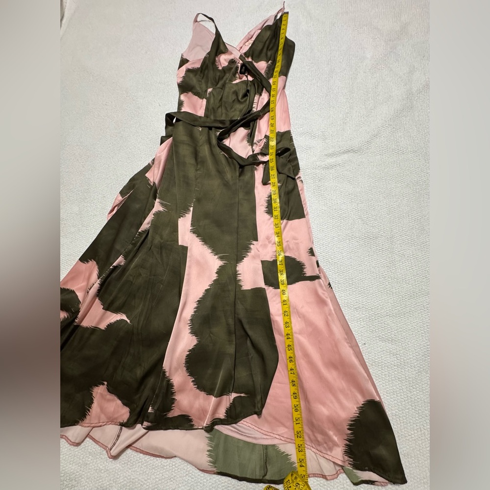 Anthropologie Hutch Leah Wrap Gown Maxi Pink Green Dress Size M - Picture 14 of 14